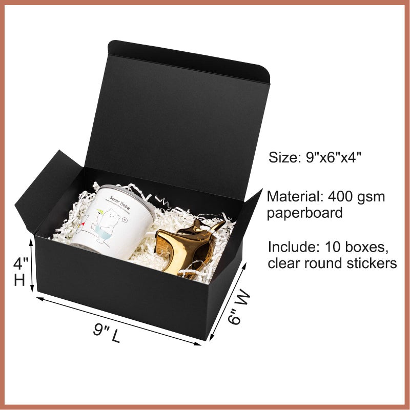 Mcfleet Black Gift Boxes with Lids 9x6x4 Inches 10 Pack Groomsmen Proposal Cardboard Craft Gift Box for Christmas  Wedding  Graduation  Holiday  Birthday Presents Packaging - Image 2